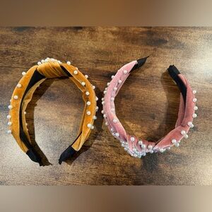 Velvet Headbands with Pearls